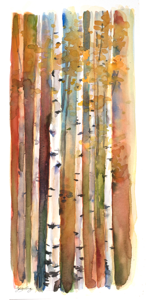Birches in Autumn von John Keeling