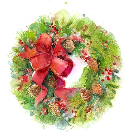 Christmas wreath with Red Bow 2016