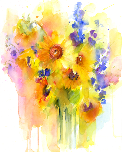 Sunflowers and delphinium von John Keeling