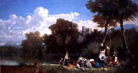 Figures Picnicing by a River