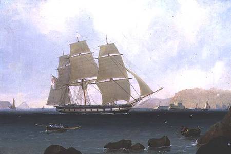 A Rigged Sloop of the White Squadron off Plymouth von John Lynn
