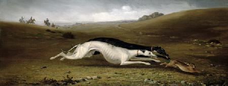 Hare Coursing in a Landscape 1870