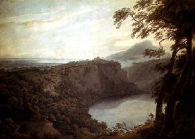 The Lake of Nemi and the town of Genzano