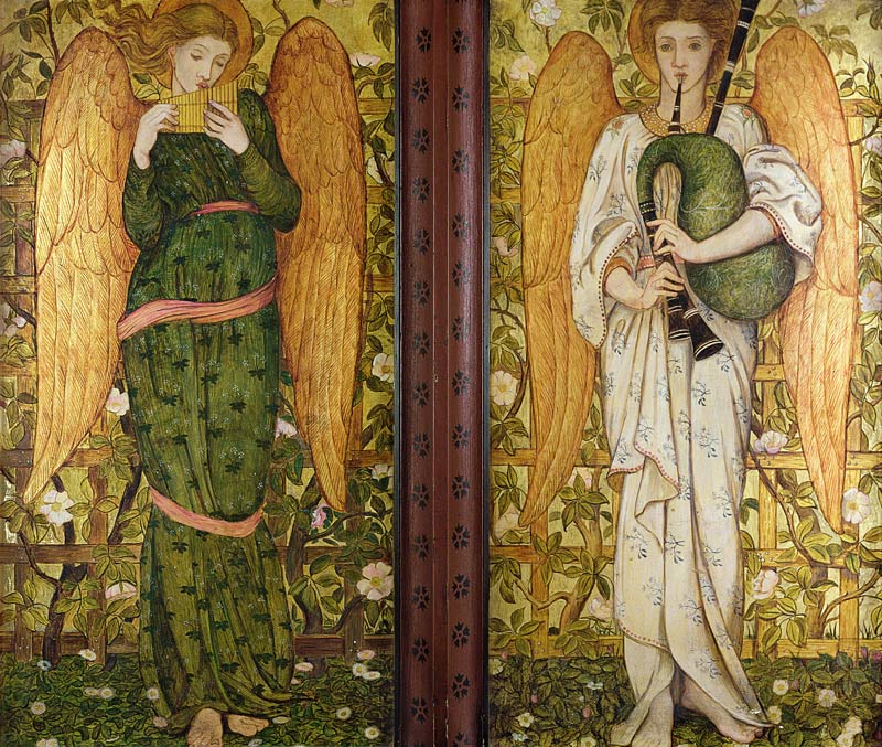 Angels with Pan Pipes and Bagpipes von John Roddam Spencer Stanhope