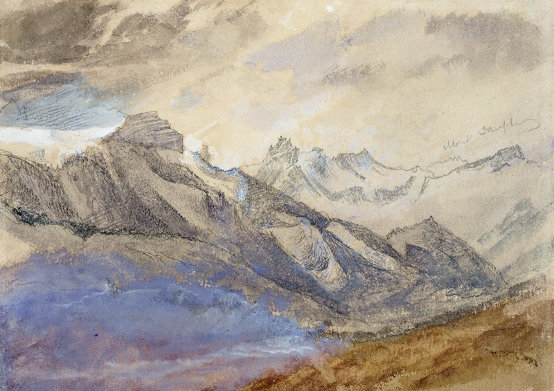 Mont Dauphiny, near Chartreuse  & pencil on von John Ruskin
