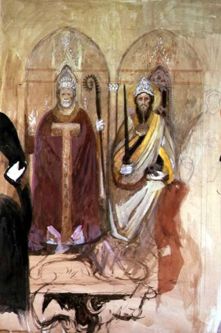 The Pope and the Emperor, fresco in the Spanish Chapel, Santa Maria Novella, Florence  on von John Ruskin