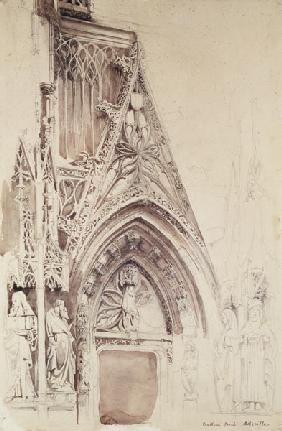 Southern Porch of St. Vulfran, Abbeville (pencil, ink & wash on paper) 19th