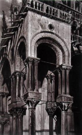 St. Mark's, Southern Portico, from 'Examples of the Architecture of Venice', by John Ruskin, aquatin 1851