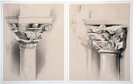 Torcello, Capital of Nave Pillar and St. Mark's, Capital from Central Porch, from 'Examples of the A von John Ruskin