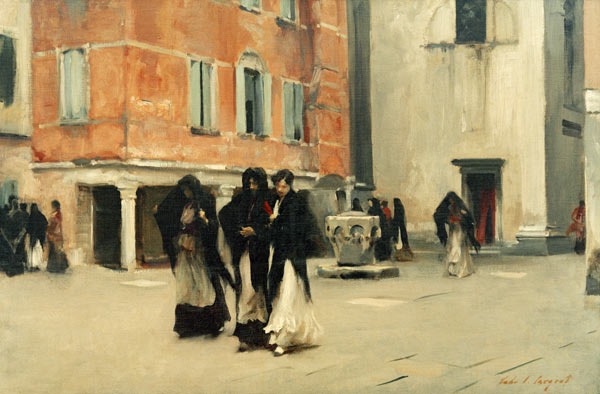Beim Verlassen der Kirche, Campo San Canciano, Venedig von John Singer Sargent