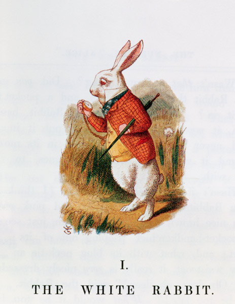 The White Rabbit, illustration from 'Alice in Wonderland' by Lewis Carroll (1832-98) adapted by Emil von John Tenniel