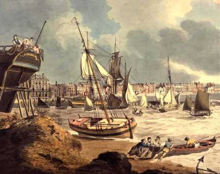 Harbour at Weymouth, Dorset, 1805 (pen, ink and water von John Thomas Seeres
