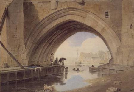 Children swimming under Ouse Bridge in York von John Varley
