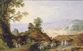 Landschaft mit einer Kapelle auf einem Hügel  1680/1610