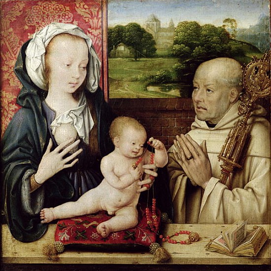 The Virgin and Child worshipped by St.Bernard von Joos van Cleve