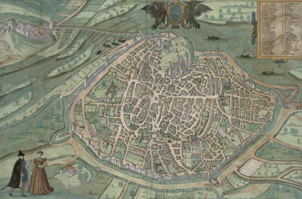 Map of Avignon, from 'Civitates Orbis Terrarum' by Georg Braun (1541-1622) and Frans Hogenberg, c.15 von Joris Hoefnagel