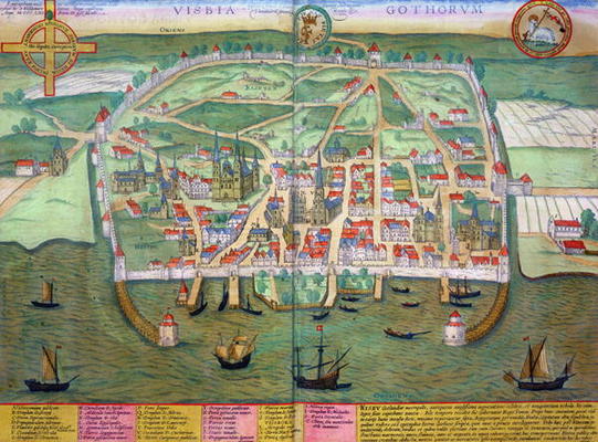 Map of Visby, from 'Civitates Orbis Terrarum' by Georg Braun (1541-1622) and Frans Hogenberg (1535-9 von Joris Hoefnagel