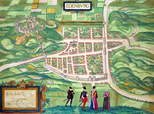 Map of Edinburgh, from 'Civitates Orbis Terrarum' by Georg Braun (1541-1622) and Frans Hogenberg (15 von Joris Hoefnagel