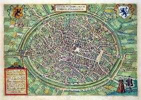 Town Plan of Bruges, from 'Civitates Orbis Terrarum' by Georg Braun (1541-1622) and Frans Hogenburg 19th