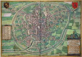 Town Plan of Brussels, from 'Civitates Orbis Terrarum' by Georg Braun (1542-1622) and Frans Hogenbur 19th