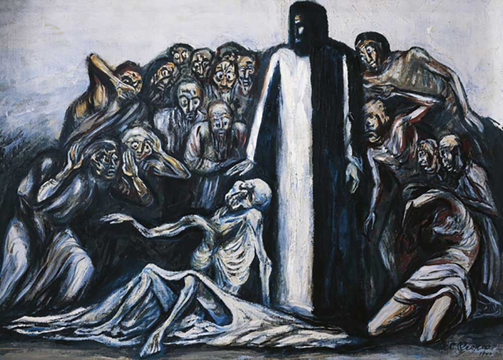 Die Auferweckung des Lazarus, 1943, von Jose Clemente Orozco (1883-1949), Mischtechnik auf Leinwand. von José Clemente Orozco
