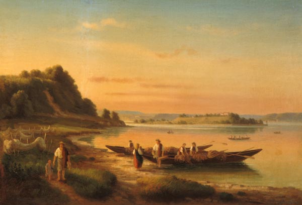 Blick von Staad zur Halbinsel Mainau. von Josef Moosbrugger