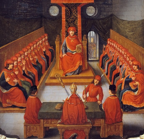 Die erste Sitzung des Ordens vom Goldenen Vlies, geleitet von Philipp dem Guten, Herzog von Burgund, von Joseph Albrier