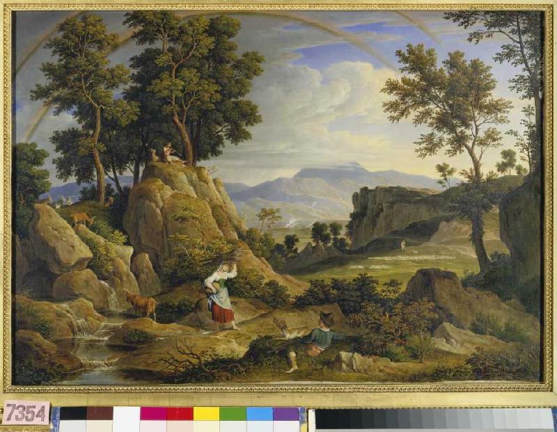 Landschaft bei Olevano mit Regenbogen von Joseph Anton Koch