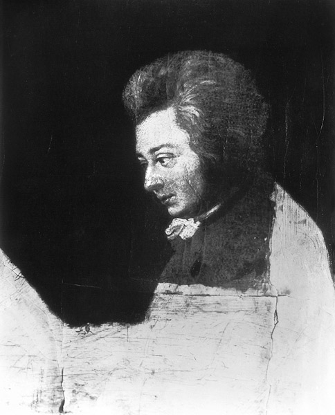 Unfinished Portrait of Wolfgang Amadeus Mozart (1756-91) von Joseph Lange