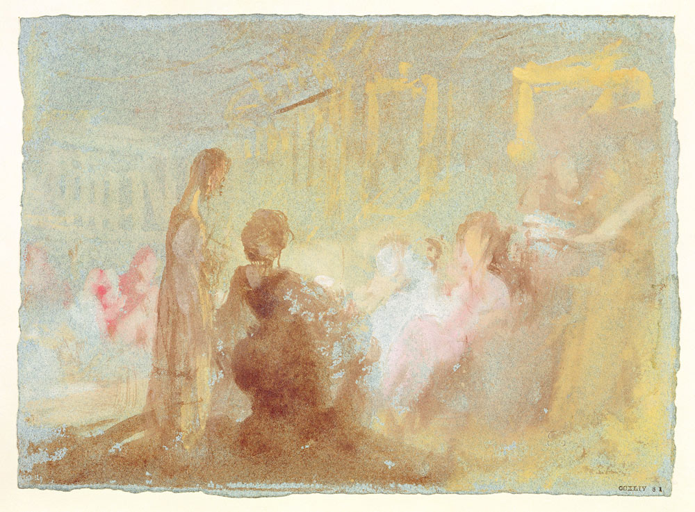 Interior at Petworth House with people in conversation von William Turner