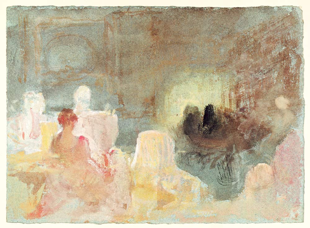 Interior at Petworth with a seated woman von William Turner