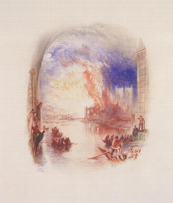 The Burning of the Houses of Parliament (w/c on paper) von William Turner