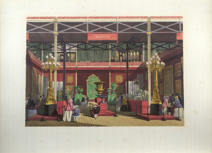 Innenansicht der Russischen Exposition während der Londoner Weltausstellung 1851 von Joseph Nash