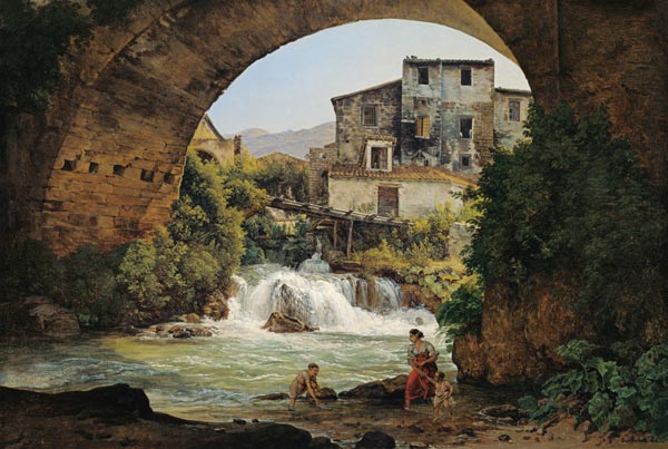 Unter dem Bogen einer Brücke in Italien von Joseph Rebell
