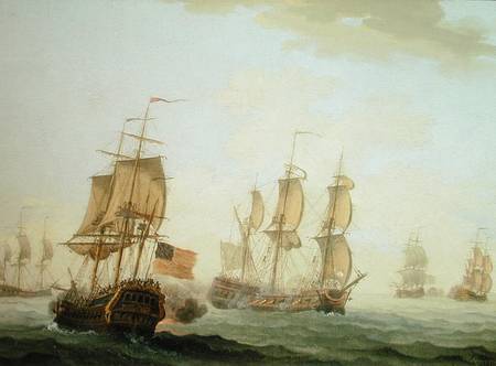 Naval Engagement between a British East Indiaman and a French Warship von Joseph Roux
