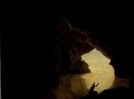 A Grotto in the Gulf of Salernum, with the figure of Julia, banished from Rome von Joseph Wright of Derby