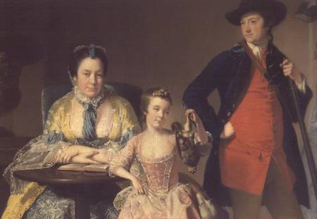 James and Mary Shuttleworth with one of their Daughters von Joseph Wright of Derby