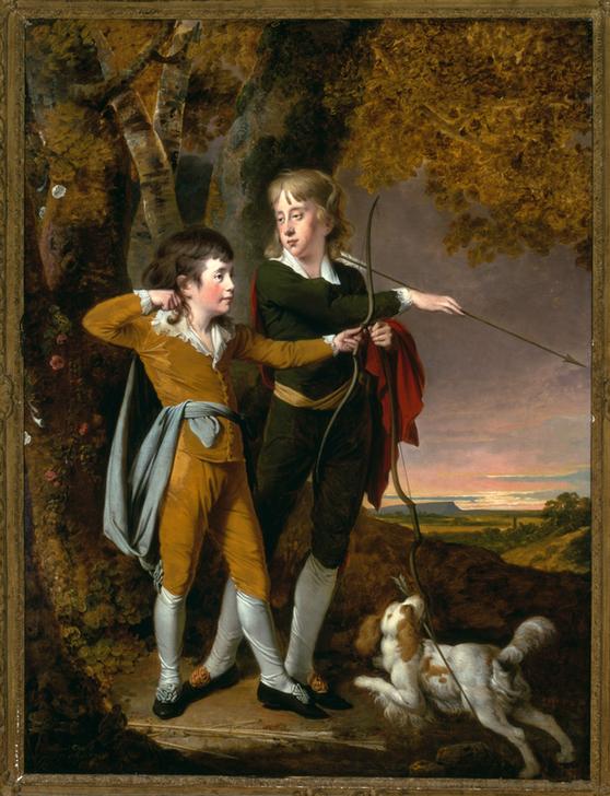 The boy archers (Jungen beim Bogenschießen) von Joseph Wright of Derby