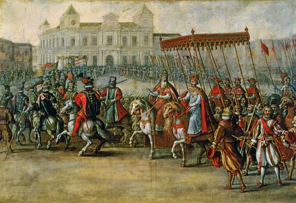 The Entrance of Charles V (1500-58) into Bologna for his Coronation von Juan de la Corte