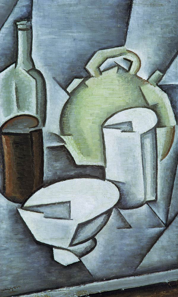 Still Life with a Bottle of Wine and an Earthenware Water Jug, 1911 (oil on canvas) von Juan Gris