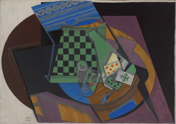 Schachbrett und Spielkarten von Juan Gris