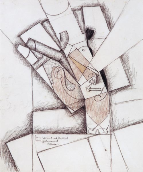 The Smoker, 1912 (charcoal & red chalk on paper) von Juan Gris