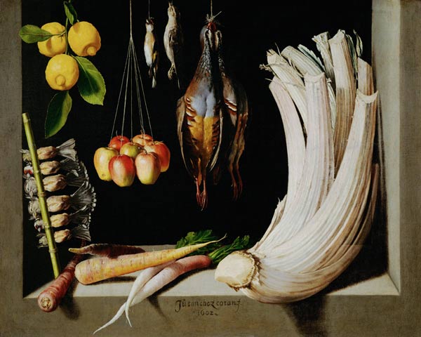 Still life with dead birds, fruit and vegetables von Juan Sanchez Cotan