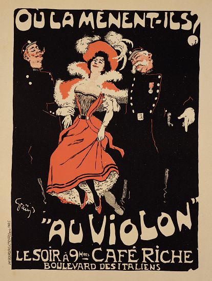 Reproduction of a poster advertising the 'Cafe Riche', Boulevard des Italiens von Jules Alexandre Grün