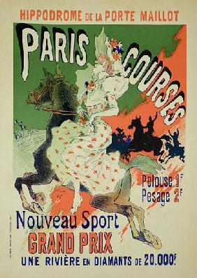 Reproduction of a poster advertising 'Paris Courses', at the Hippodrome de la Porte Maillot, Paris 1890