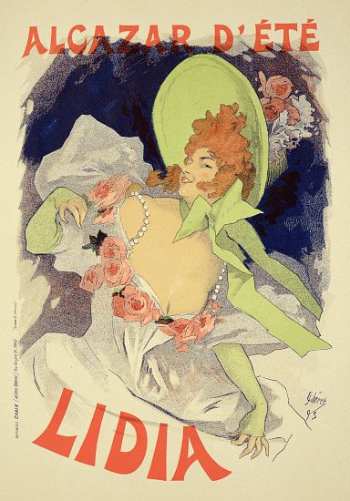 Reproduction of a poster advertising 'Lidia', at the Alcazar d'Ete von Jules Chéret