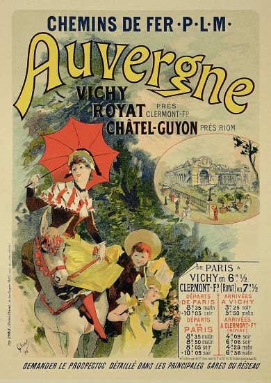 Reproduction of a poster advertising the 'Auvergne Railway', France von Jules Chéret