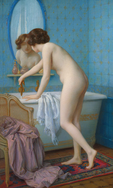 Young Woman Preparing her Bath von Jules Scalbert