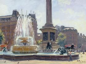 Trafalgar Square, London (oil on canvas) 
