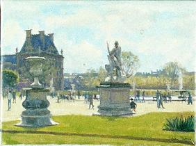 Afternoon in the Tuileries, Paris (oil on canvas) 